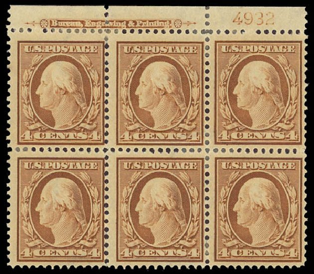 US Stamps Value Scott Cat. # 334 - 1908 4c Washington. Daniel Kelleher Auctions, Aug 2012, Sale 631, Lot 1097