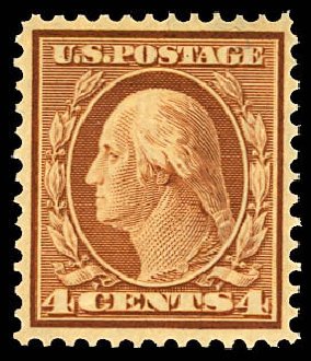 Price of US Stamps Scott 334 - 4c 1908 Washington. Daniel Kelleher Auctions, Dec 2012, Sale 633, Lot 587