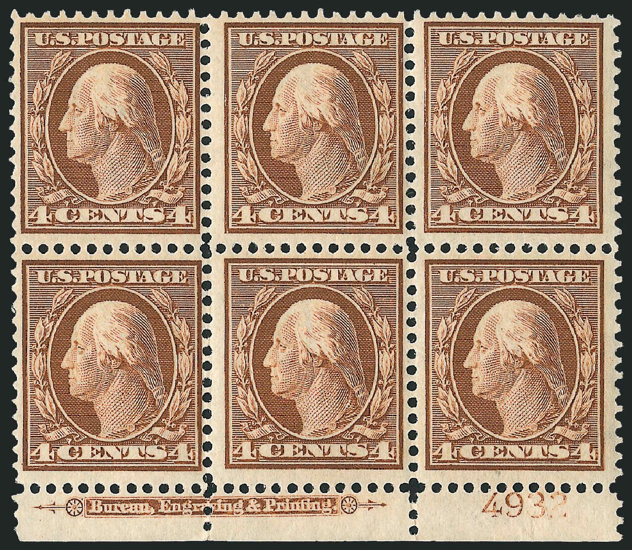 Prices of US Stamps Scott Catalog 334: 1908 4c Washington. Robert Siegel Auction Galleries, Apr 2009, Sale 971, Lot 1427