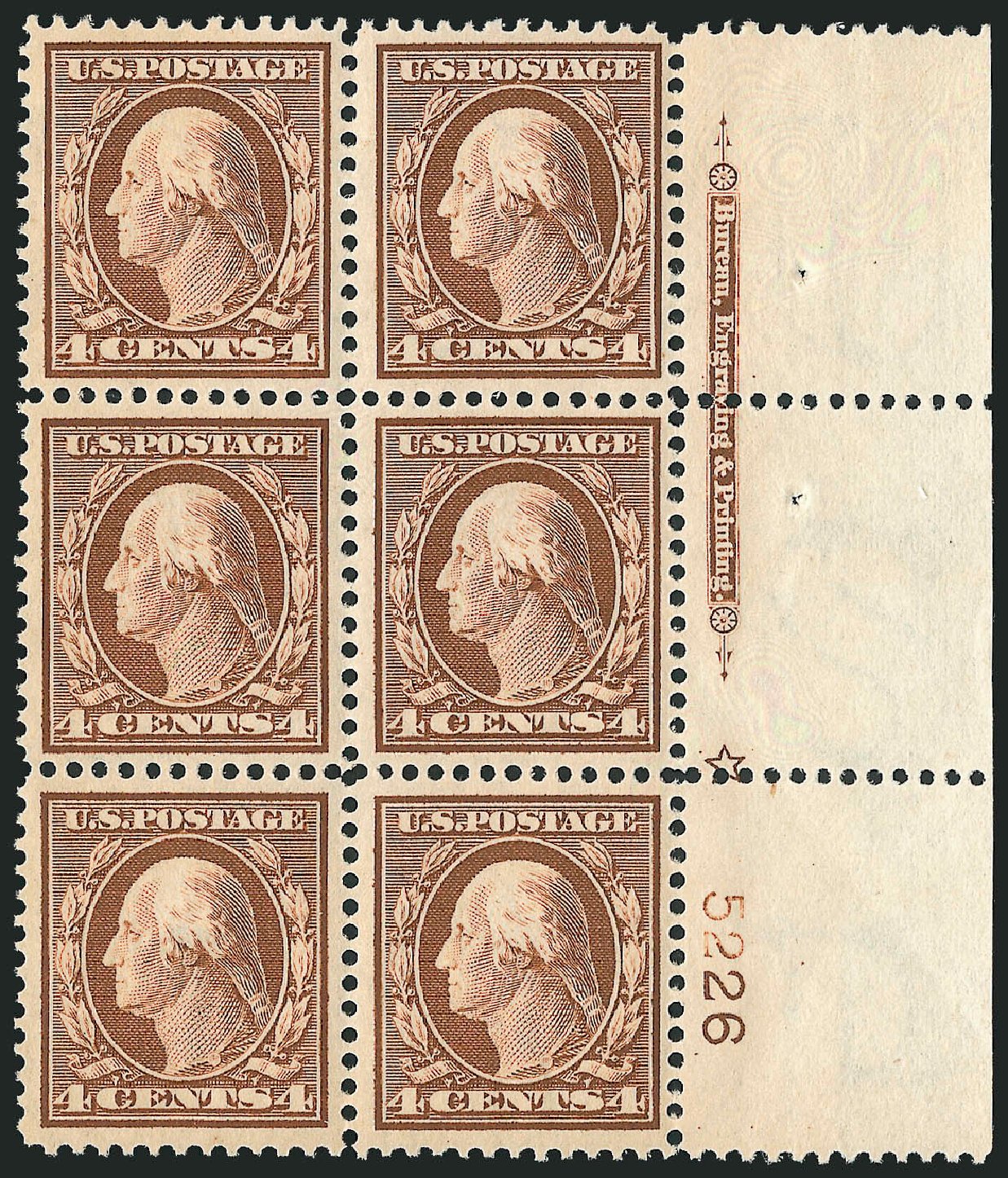 US Stamps Value Scott # 334: 4c 1908 Washington. Robert Siegel Auction Galleries, Apr 2009, Sale 971, Lot 1439