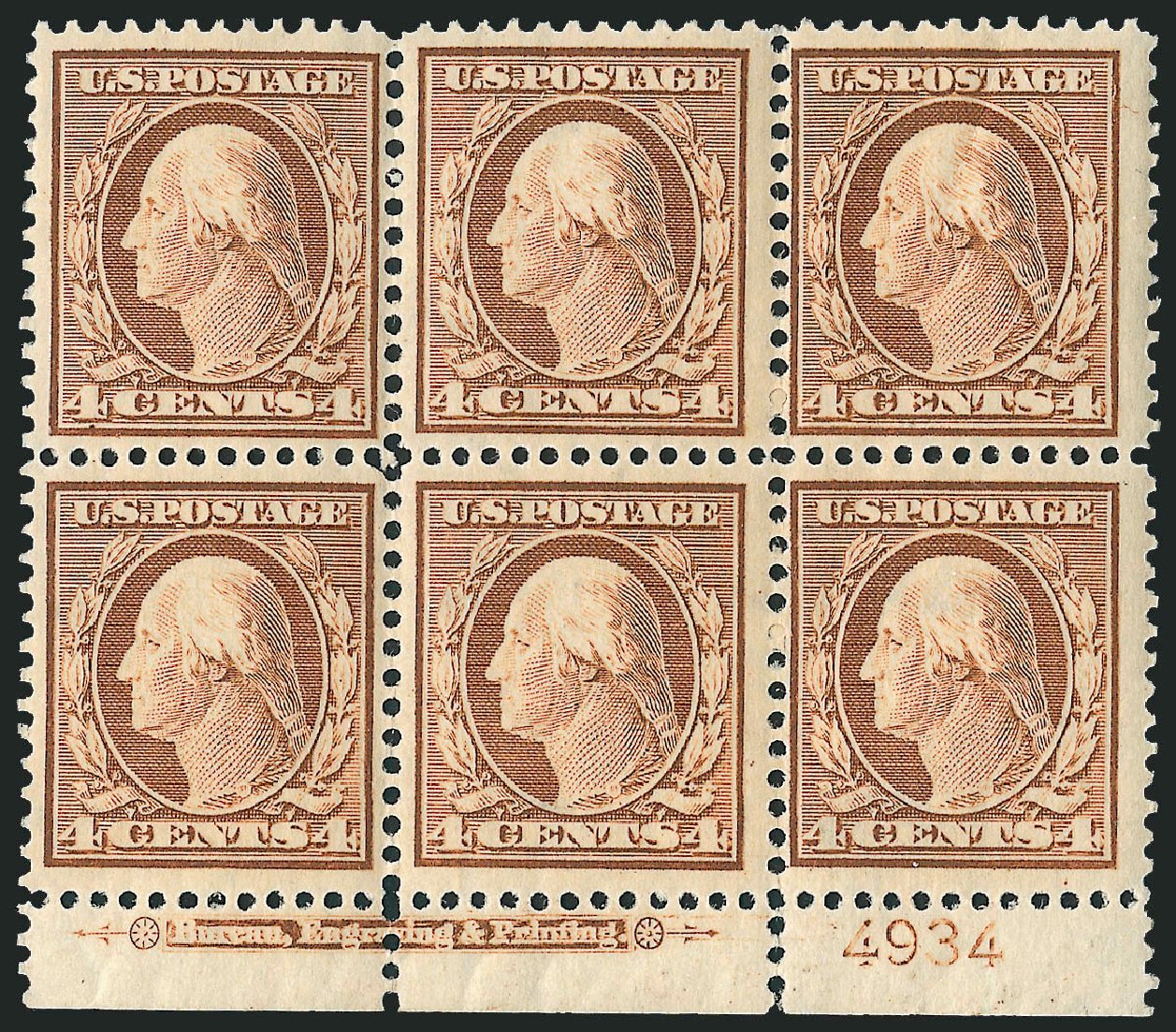 Cost of US Stamp Scott Catalogue #334: 1908 4c Washington. Robert Siegel Auction Galleries, Apr 2009, Sale 971, Lot 1430