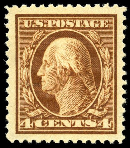 Values of US Stamp Scott Catalog 334 - 4c 1908 Washington. Matthew Bennett International, Jun 2008, Sale 328, Lot 881