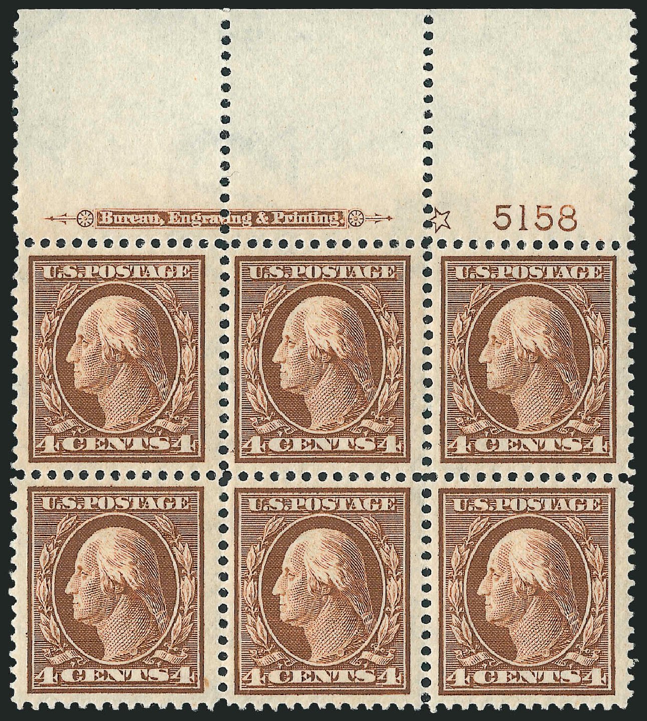 Prices of US Stamps Scott Catalogue 334: 1908 4c Washington. Robert Siegel Auction Galleries, Apr 2009, Sale 971, Lot 1434
