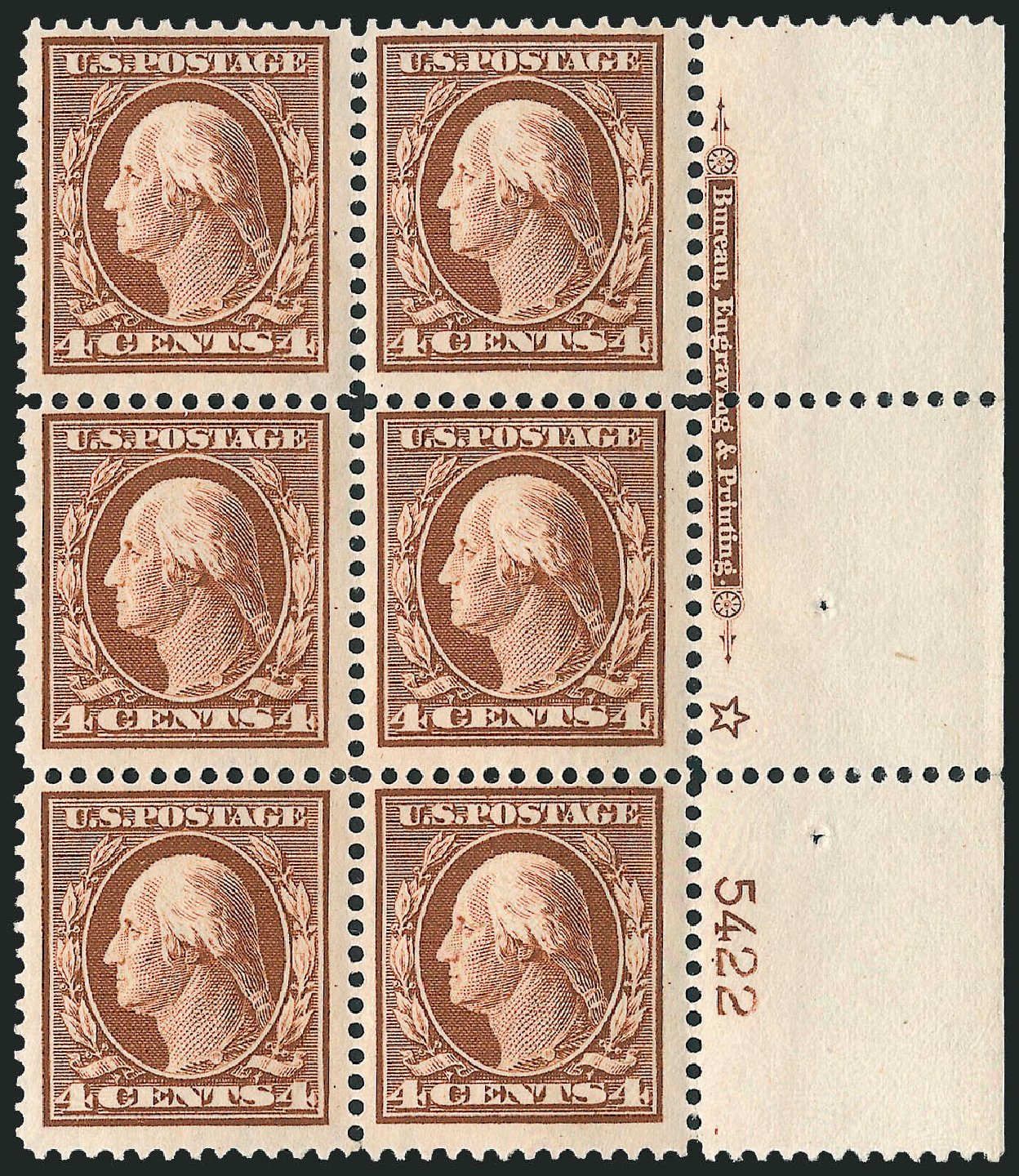 Prices of US Stamps Scott Catalogue #334: 4c 1908 Washington. Robert Siegel Auction Galleries, Apr 2009, Sale 971, Lot 1444
