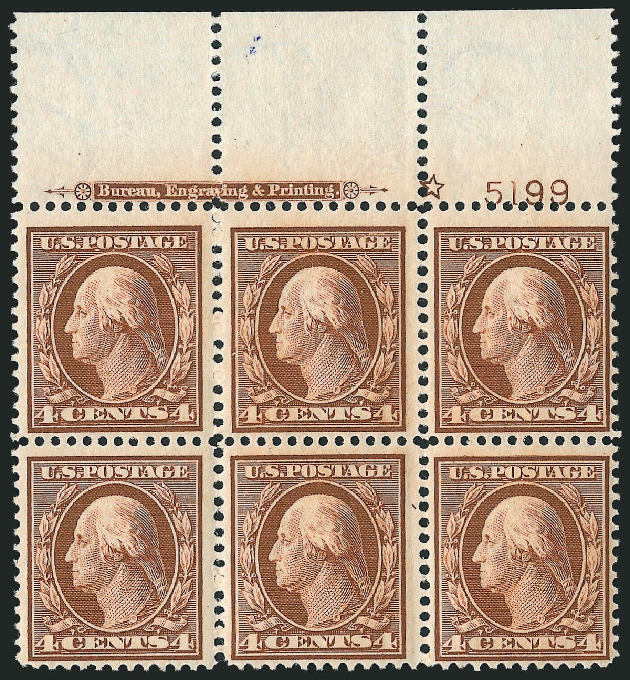 Price of US Stamps Scott Cat. #334: 4c 1908 Washington. Robert Siegel Auction Galleries, Apr 2009, Sale 971, Lot 1435