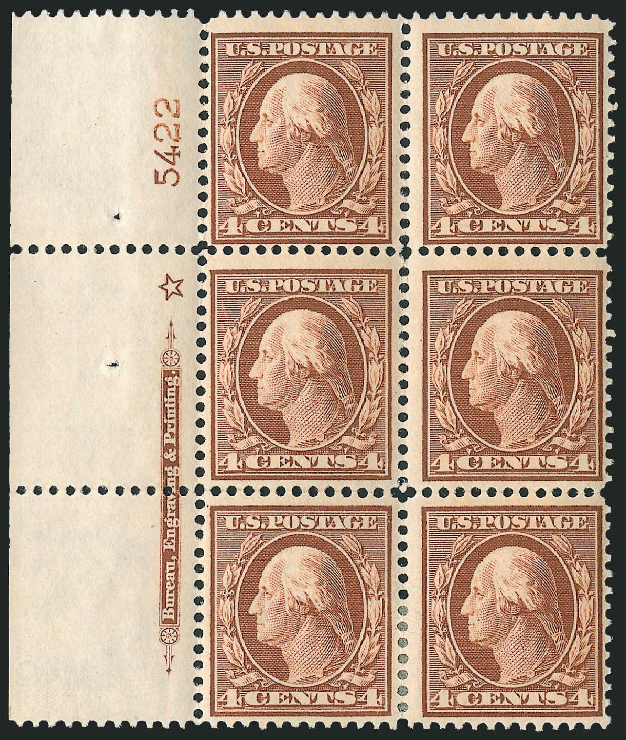 Prices of US Stamp Scott Catalogue #334 - 4c 1908 Washington. Robert Siegel Auction Galleries, Apr 2009, Sale 971, Lot 1445
