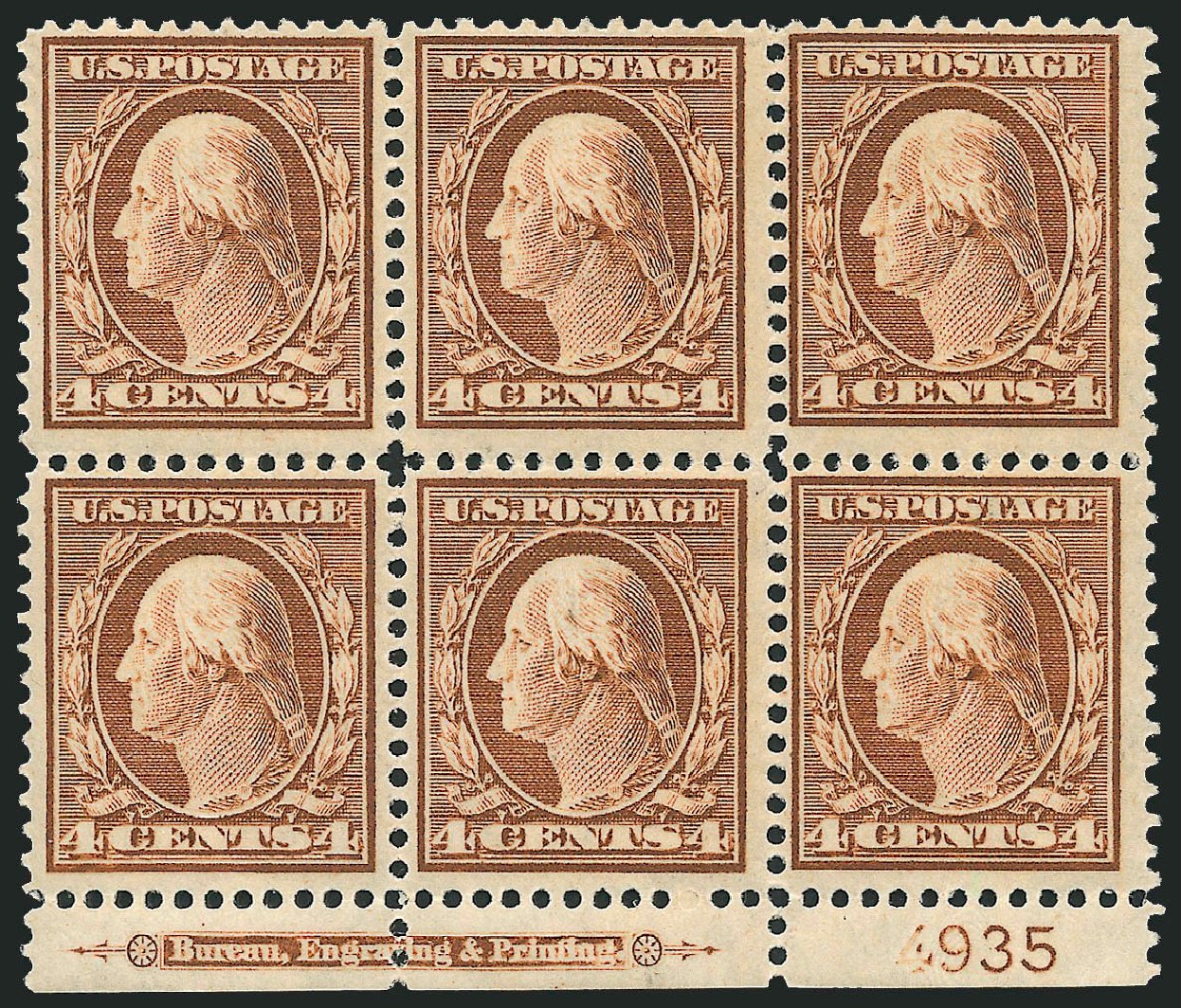 Cost of US Stamp Scott # 334 - 4c 1908 Washington. Robert Siegel Auction Galleries, Apr 2009, Sale 971, Lot 1432