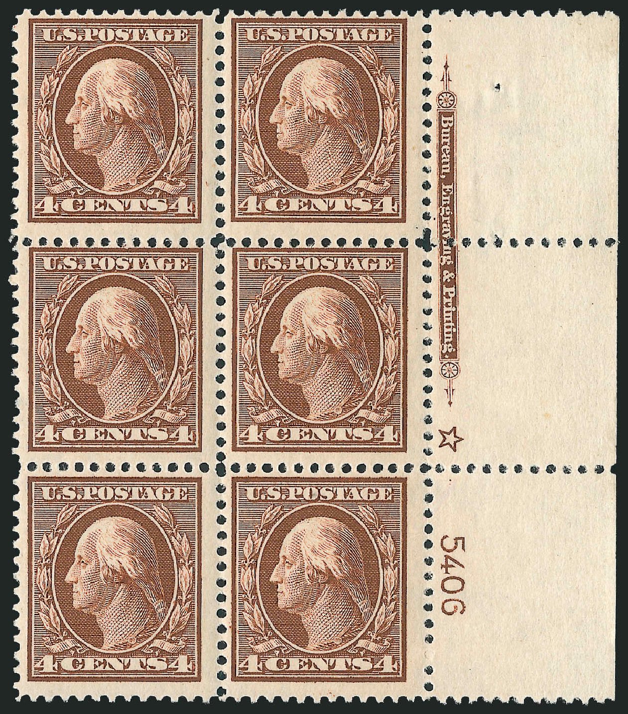 Prices of US Stamp Scott Cat. #334: 4c 1908 Washington. Robert Siegel Auction Galleries, Apr 2009, Sale 971, Lot 1442