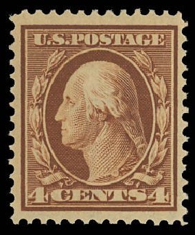 Cost of US Stamps Scott Cat. #334 - 1908 4c Washington. Daniel Kelleher Auctions, Oct 2012, Sale 632, Lot 1273