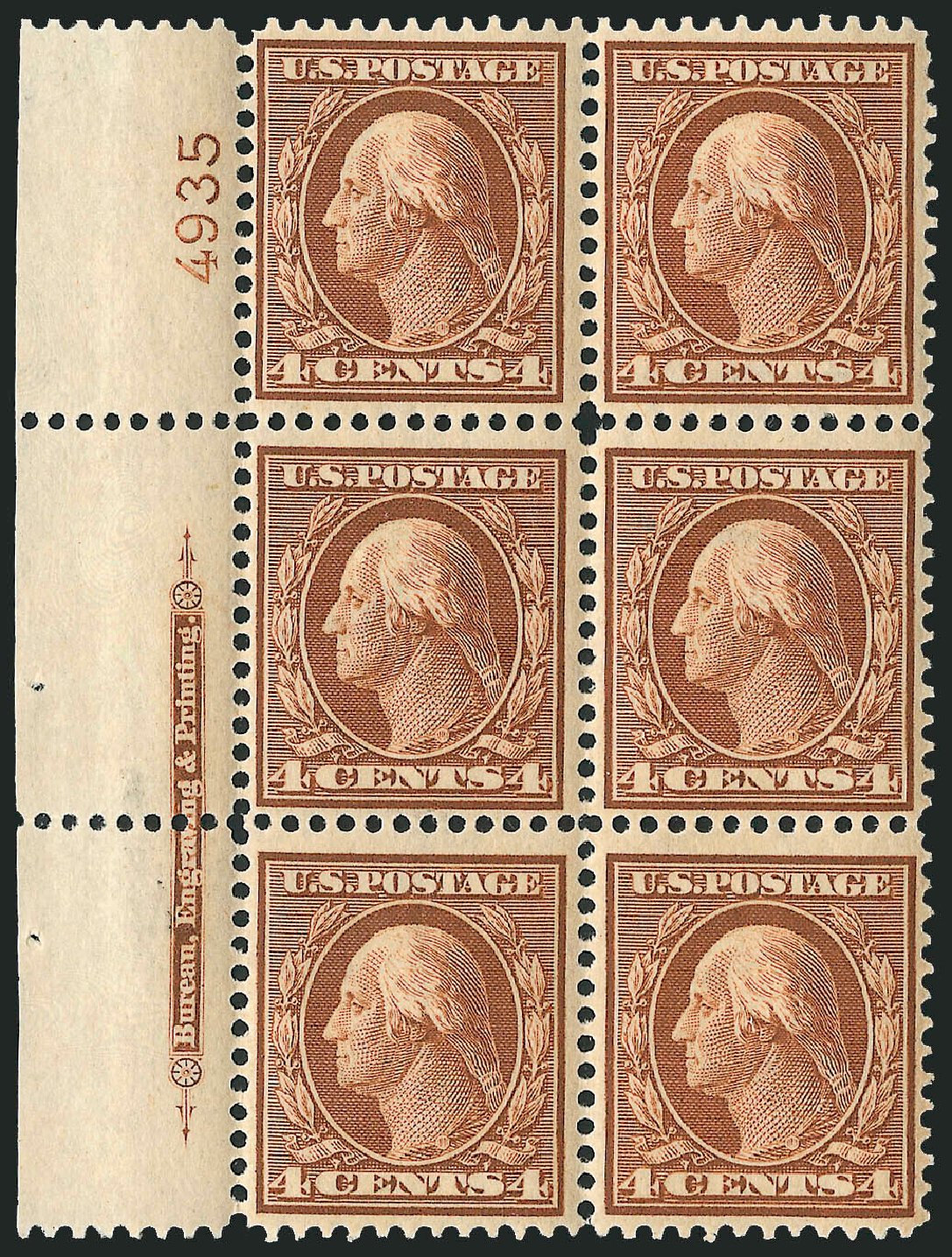 US Stamp Values Scott Catalog # 334 - 1908 4c Washington. Robert Siegel Auction Galleries, Apr 2009, Sale 971, Lot 1433