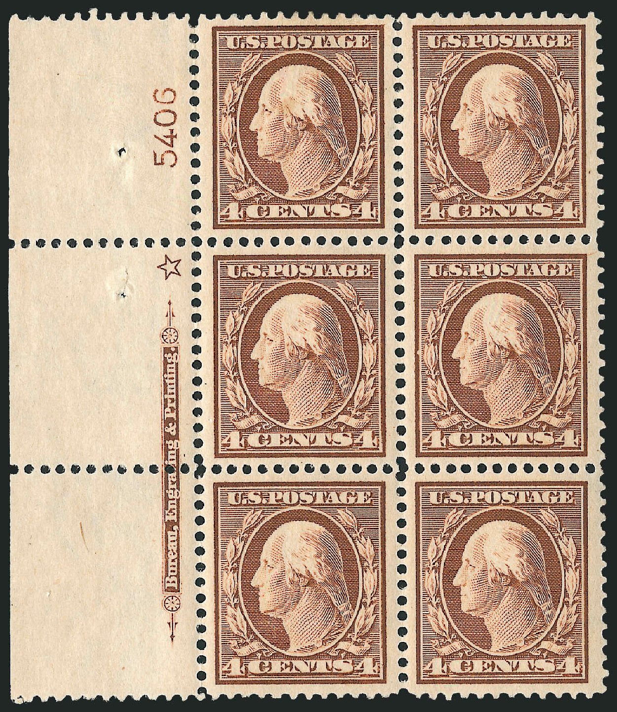 US Stamp Value Scott Catalogue # 334 - 4c 1908 Washington. Robert Siegel Auction Galleries, Apr 2009, Sale 971, Lot 1443