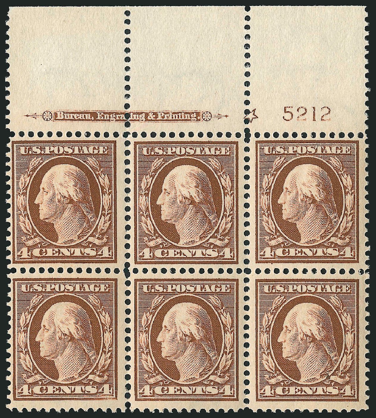 US Stamps Values Scott Catalog #334 - 4c 1908 Washington. Robert Siegel Auction Galleries, Apr 2009, Sale 971, Lot 1436