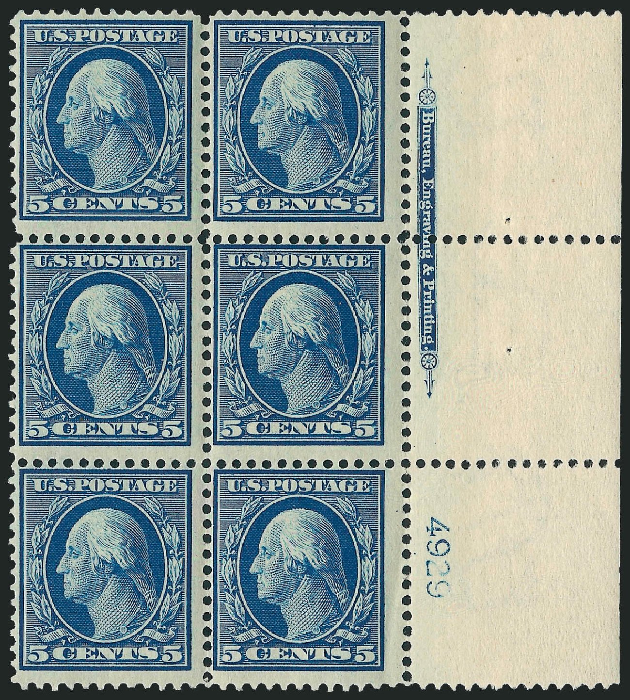 US Stamp Value Scott # 335: 5c 1908 Washington. Robert Siegel Auction Galleries, Apr 2009, Sale 971, Lot 1448