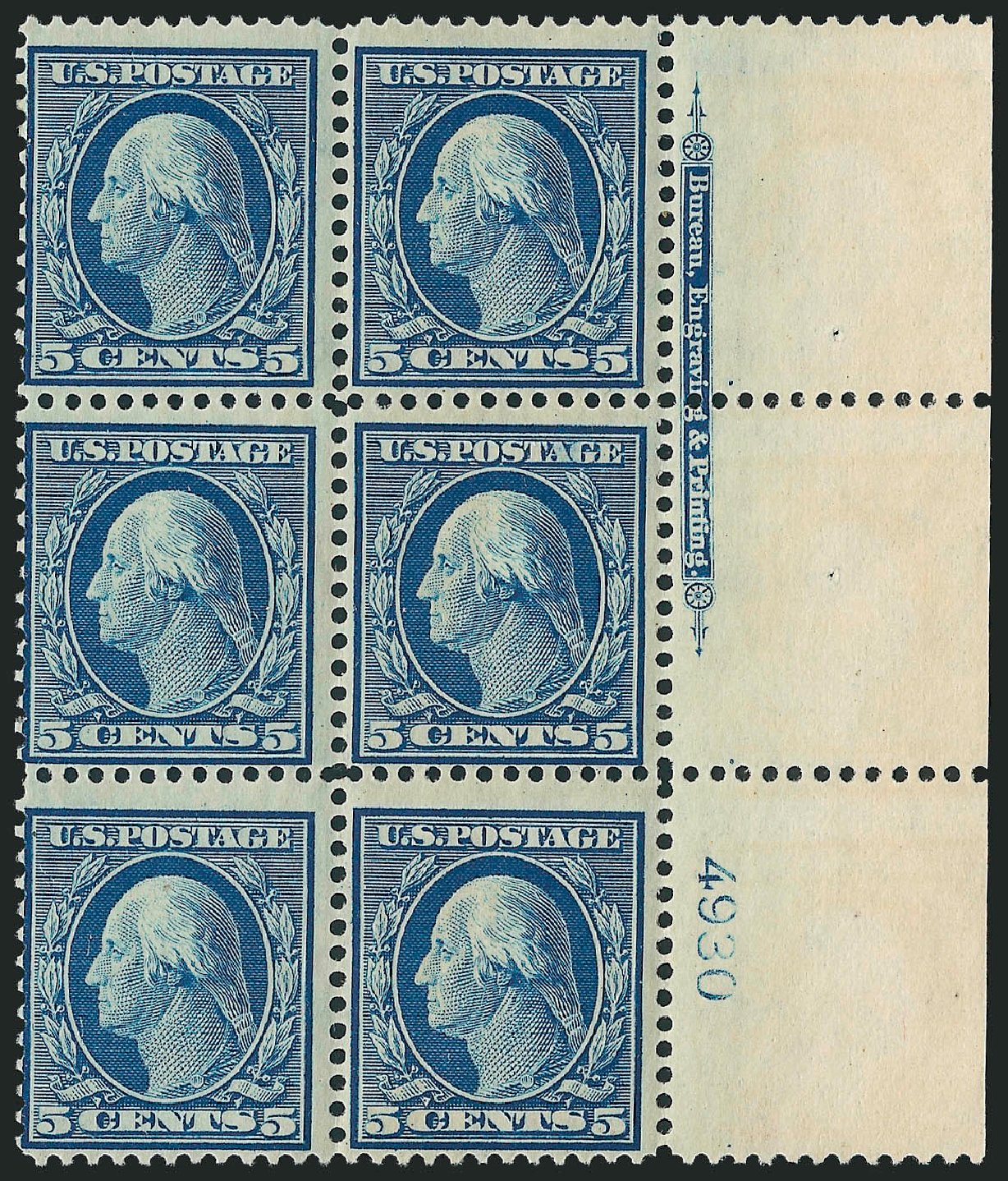 US Stamp Price Scott Catalog # 335: 1908 5c Washington. Robert Siegel Auction Galleries, Apr 2009, Sale 971, Lot 1449