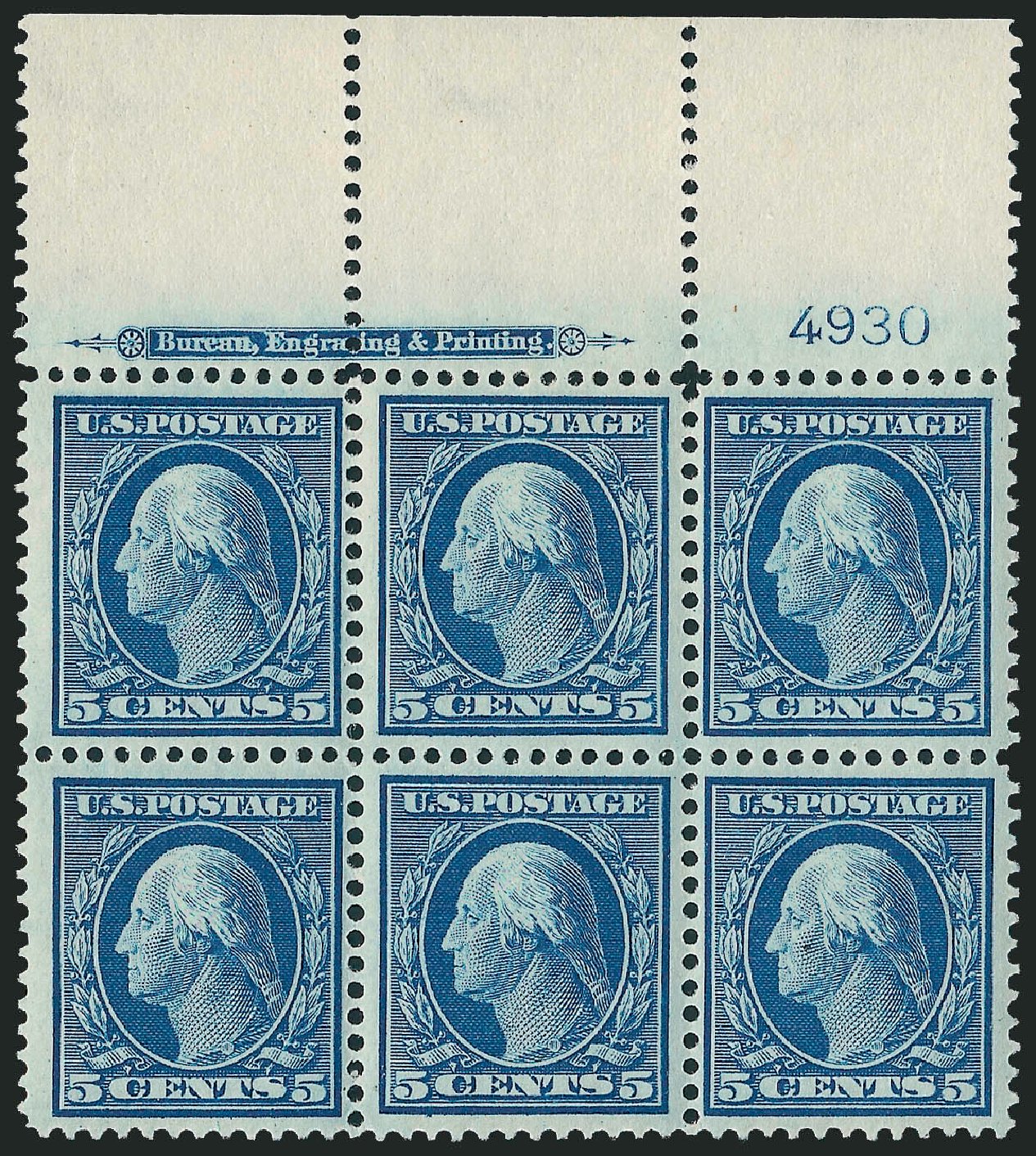 US Stamp Value Scott Catalogue #335: 5c 1908 Washington. Robert Siegel Auction Galleries, Apr 2009, Sale 971, Lot 1450