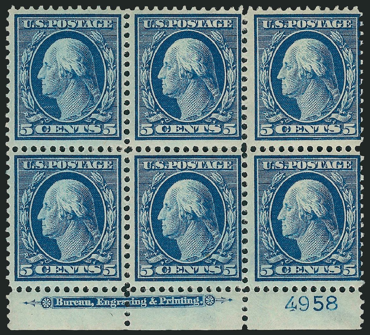 US Stamps Price Scott Catalog 335: 5c 1908 Washington. Robert Siegel Auction Galleries, Apr 2009, Sale 971, Lot 1452