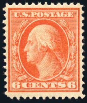US Stamps Prices Scott Cat. 336: 6c 1909 Washington. Harmer-Schau Auction Galleries, Jul 2010, Sale 86, Lot 514