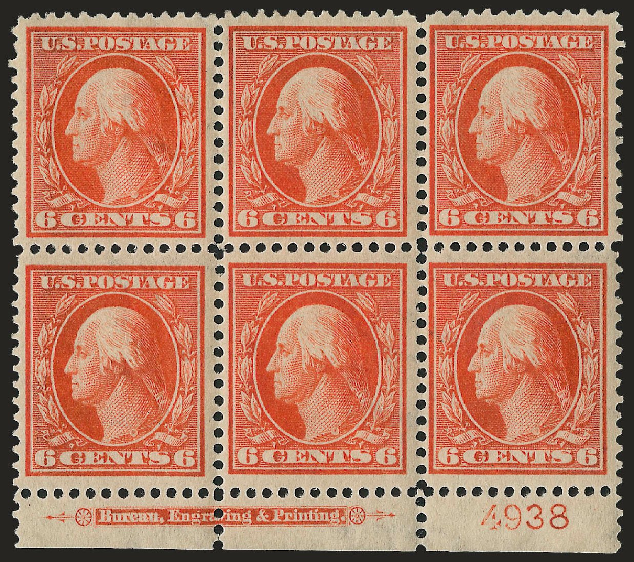 US Stamps Value Scott Cat. 336 - 1909 6c Washington. Robert Siegel Auction Galleries, Apr 2009, Sale 971, Lot 1465