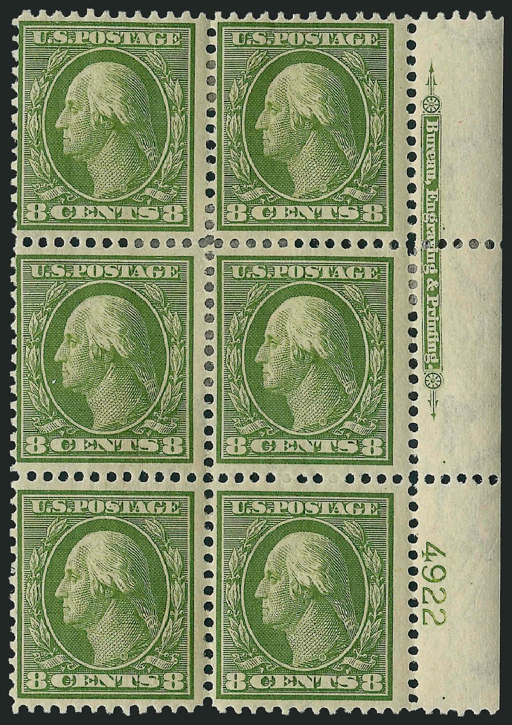 US Stamps Value Scott # 337: 8c 1908 Washington. Robert Siegel Auction Galleries, Apr 2009, Sale 971, Lot 1470
