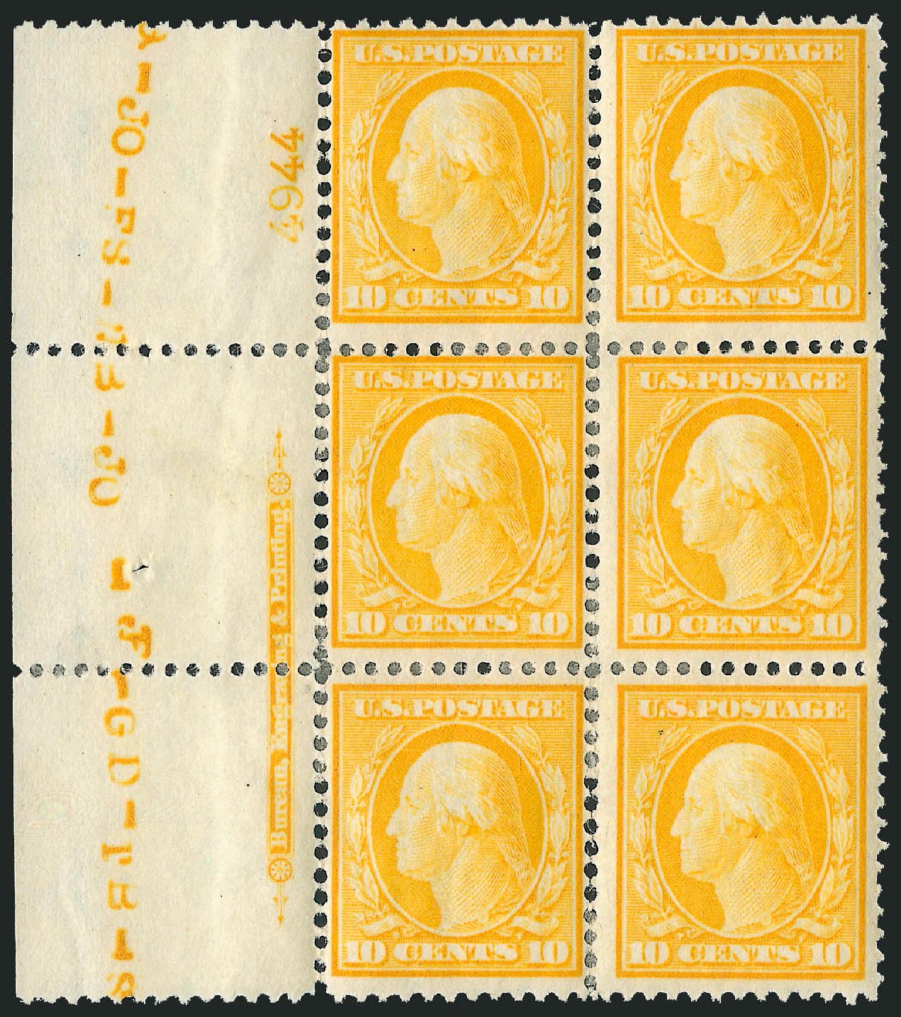 US Stamp Value Scott Catalog # 338 - 1909 10c Washington. Robert Siegel Auction Galleries, Apr 2009, Sale 971, Lot 1487