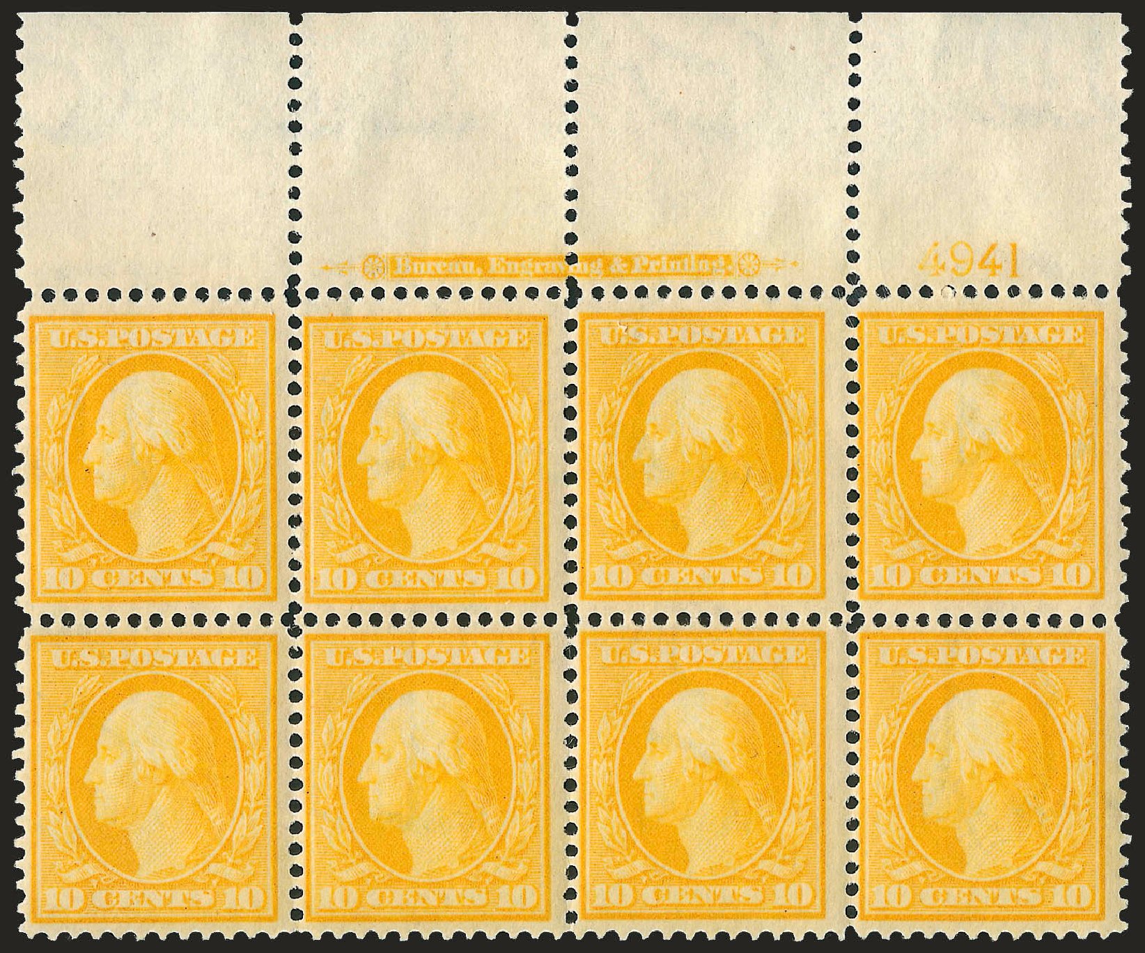 US Stamps Values Scott Cat. 338: 10c 1909 Washington. Robert Siegel Auction Galleries, Apr 2009, Sale 971, Lot 1478