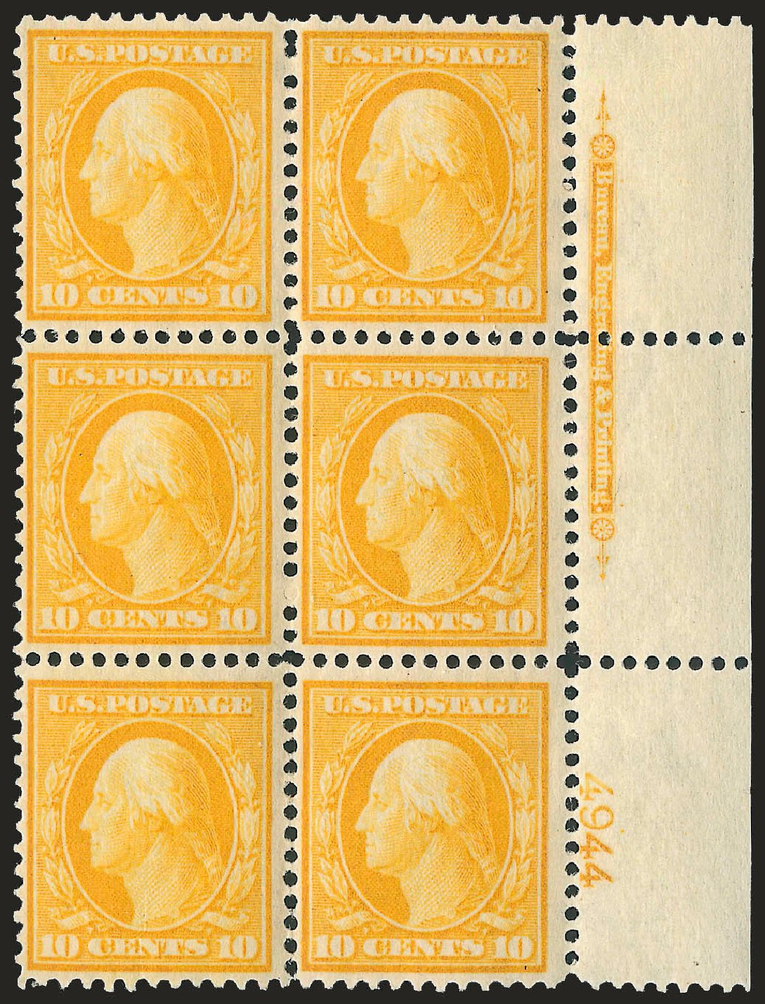 US Stamps Price Scott Catalog # 338: 10c 1909 Washington. Robert Siegel Auction Galleries, Apr 2009, Sale 971, Lot 1488