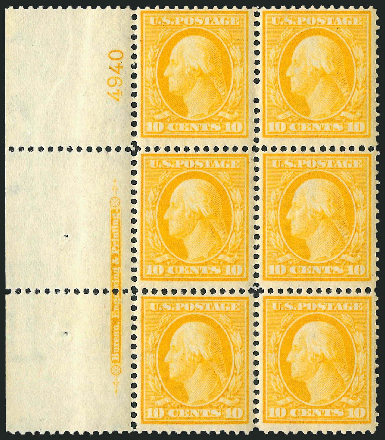 US Stamps Values Scott 338 - 10c 1909 Washington. Robert Siegel Auction Galleries, Oct 2011, Sale 1014, Lot 1775