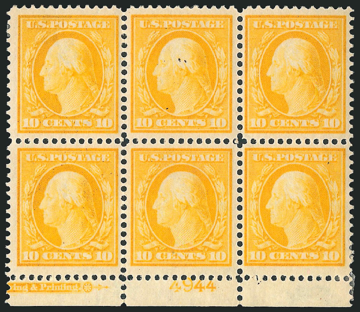 Values of US Stamp Scott Catalog # 338 - 1909 10c Washington. Robert Siegel Auction Galleries, Jun 2010, Sale 992, Lot 2425
