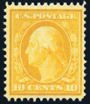 US Stamps Price Scott Catalog 338: 1909 10c Washington. Harmer-Schau Auction Galleries, Jun 2008, Sale 78, Lot 1522