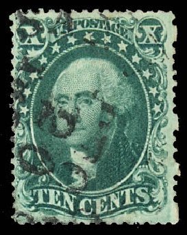 Prices of US Stamps Scott Catalogue 34 - 10c 1857 Washington. Daniel Kelleher Auctions, Dec 2012, Sale 633, Lot 377