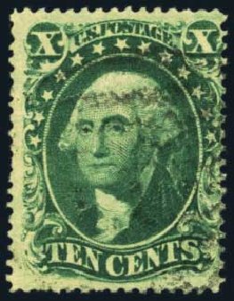 US Stamps Values Scott 34: 1857 10c Washington. Harmer-Schau Auction Galleries, Aug 2012, Sale 94, Lot 1060