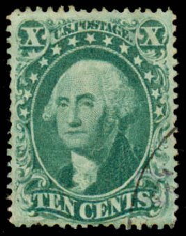 Value of US Stamp Scott Cat. #34 - 1857 10c Washington. Daniel Kelleher Auctions, Dec 2013, Sale 640, Lot 80