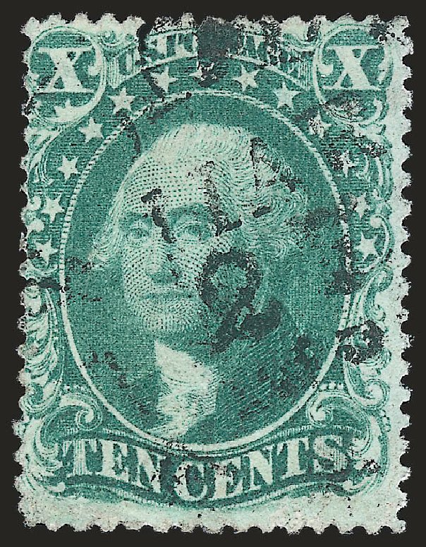 US Stamp Values Scott #34: 1857 10c Washington. Robert Siegel Auction Galleries, Sep 2009, Sale 976, Lot 1254