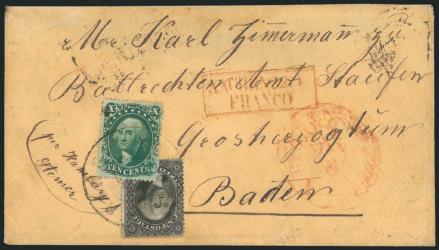 US Stamps Prices Scott Cat. # 34 - 1857 10c Washington. Robert Siegel Auction Galleries, Sep 2010, Sale 993, Lot 374