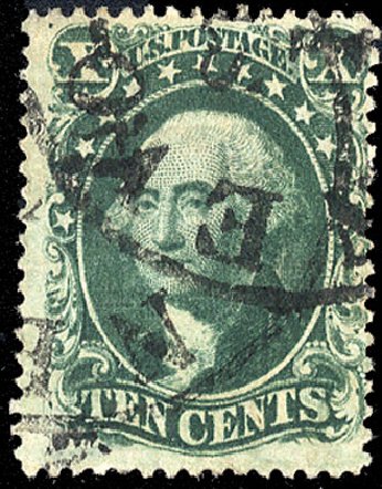 Values of US Stamps Scott Cat. 34: 1857 10c Washington. Cherrystone Auctions, Nov 2010, Sale 201011, Lot 52