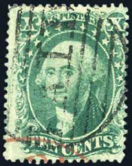 Cost of US Stamp Scott #34 - 1857 10c Washington. Harmer-Schau Auction Galleries, Aug 2011, Sale 90, Lot 1146