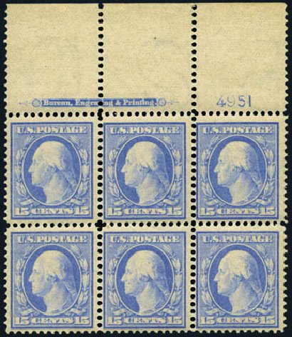 US Stamps Prices Scott Catalogue 340: 1909 15c Washington. Harmer-Schau Auction Galleries, Aug 2012, Sale 94, Lot 1497