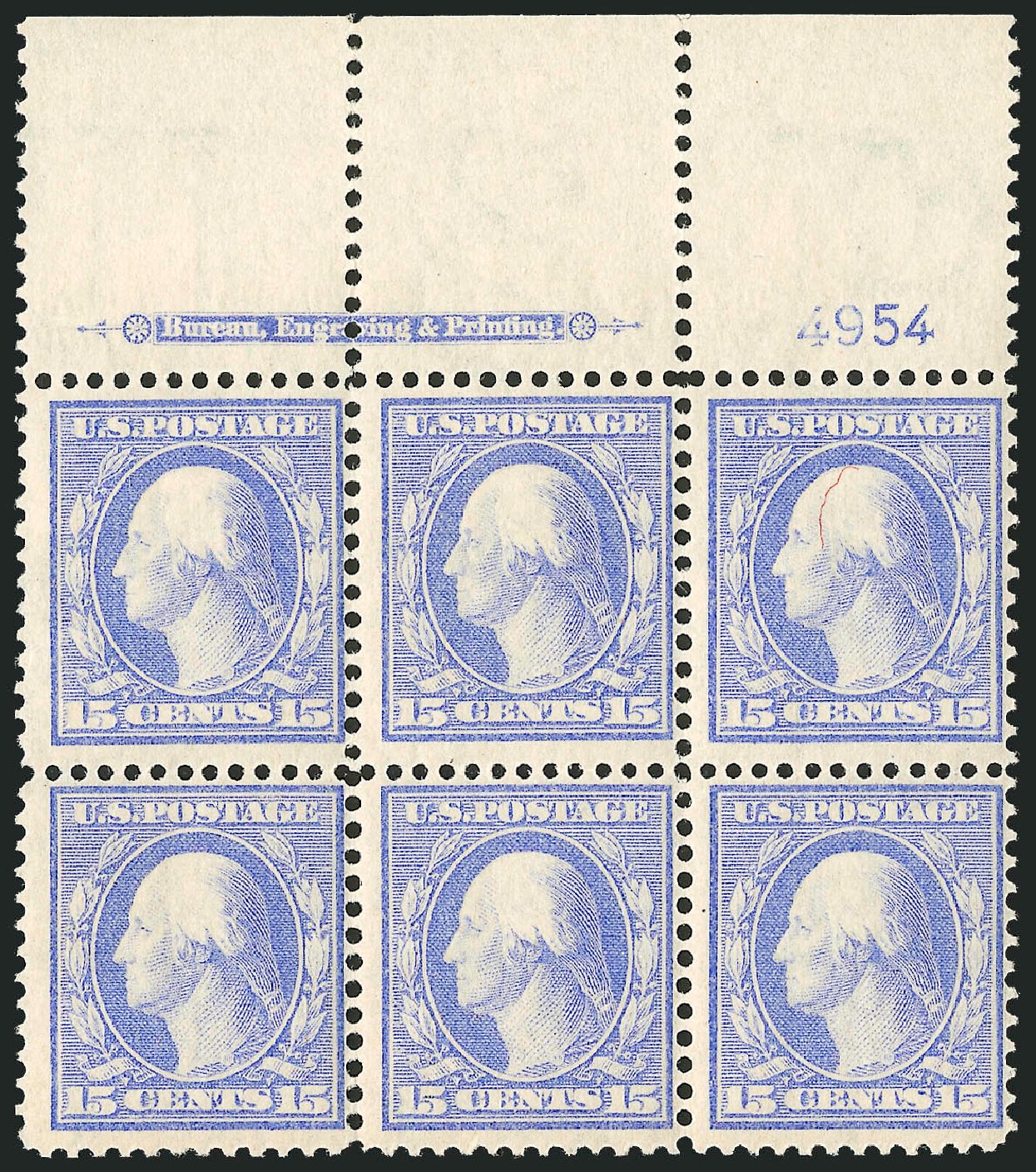US Stamps Prices Scott Cat. 340 - 15c 1909 Washington. Robert Siegel Auction Galleries, Oct 2011, Sale 1014, Lot 1777