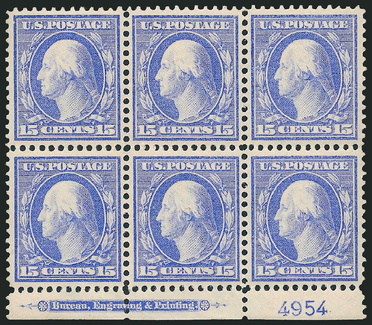 US Stamp Prices Scott Cat. 340 - 1909 15c Washington. Robert Siegel Auction Galleries, Apr 2009, Sale 971, Lot 1508