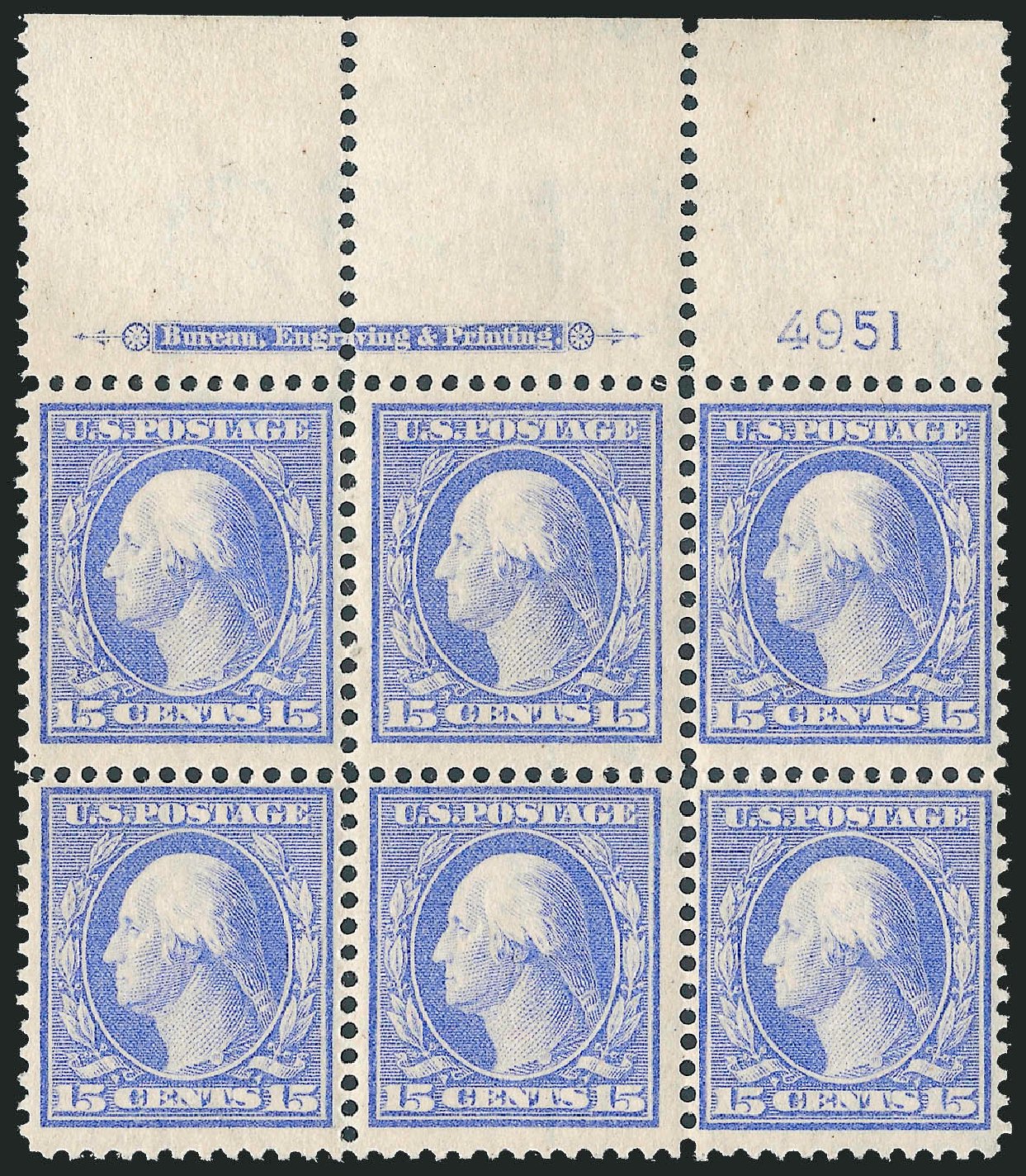 US Stamps Values Scott Catalog # 340 - 15c 1909 Washington. Robert Siegel Auction Galleries, Jun 2011, Sale 1011, Lot 699