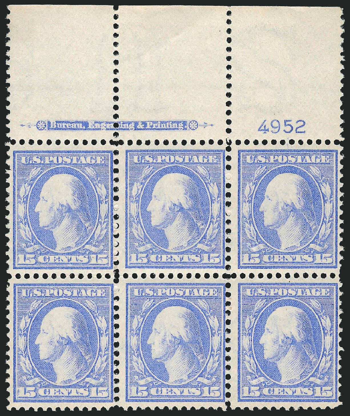 US Stamp Price Scott Cat. 340: 1909 15c Washington. Robert Siegel Auction Galleries, Jul 2014, Sale 1077, Lot 229