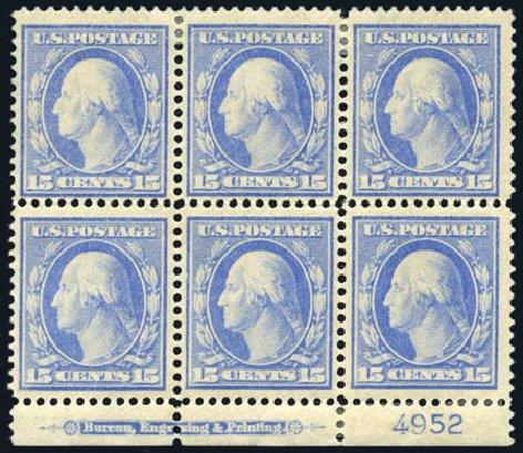 US Stamp Value Scott Catalog #340 - 1909 15c Washington. Harmer-Schau Auction Galleries, Feb 2009, Sale 80, Lot 1290