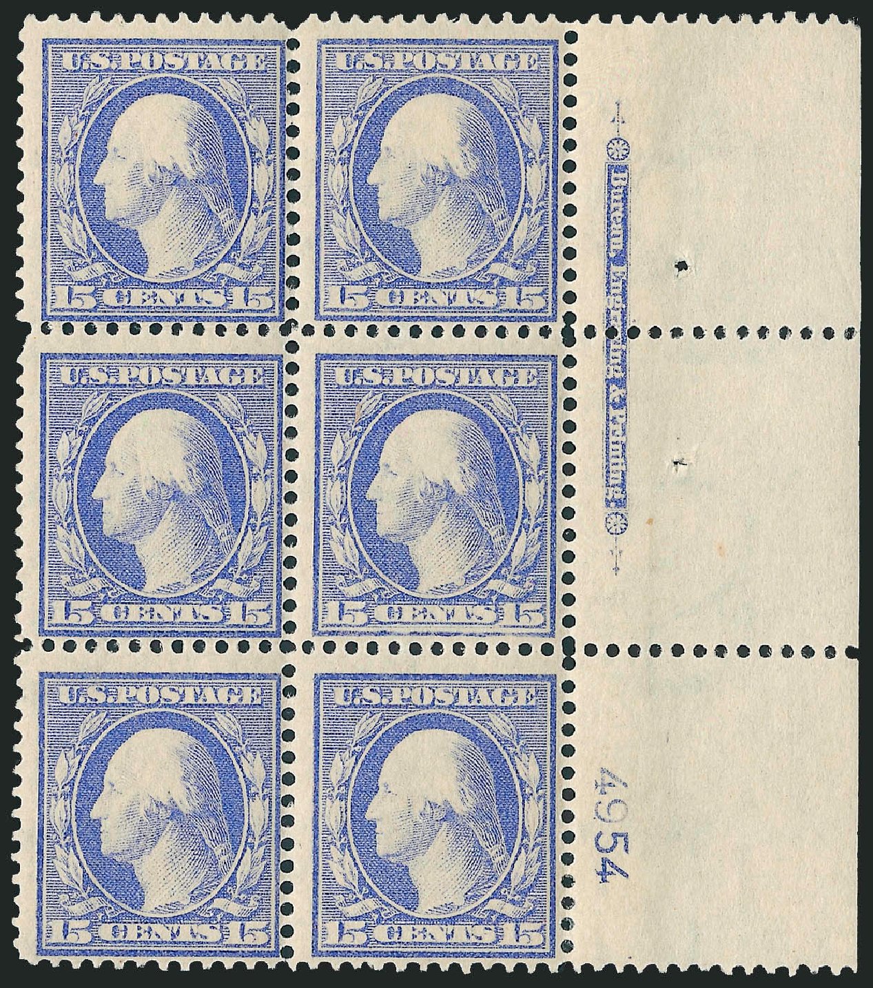 US Stamps Values Scott Cat. 340 - 1909 15c Washington. Robert Siegel Auction Galleries, Apr 2009, Sale 971, Lot 1510