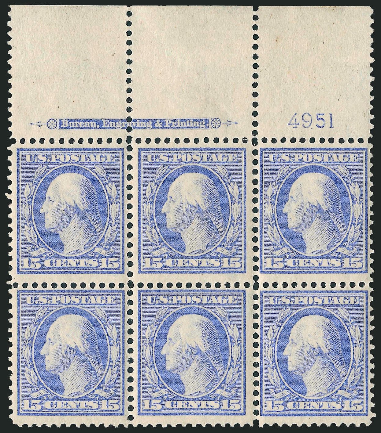 US Stamp Value Scott Catalog 340: 15c 1909 Washington. Robert Siegel Auction Galleries, Apr 2009, Sale 971, Lot 1502