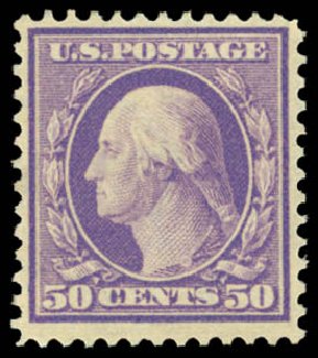 US Stamps Value Scott Cat. 341: 50c 1909 Washington. Daniel Kelleher Auctions, Dec 2014, Sale 661, Lot 297