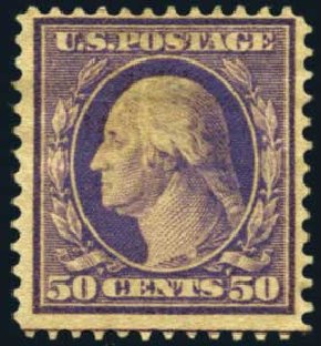 US Stamps Values Scott Cat. 341: 1909 50c Washington. Harmer-Schau Auction Galleries, Oct 2012, Sale 95, Lot 239
