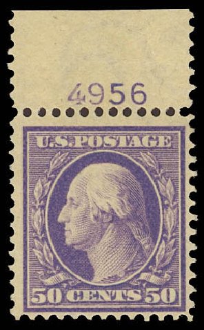 US Stamp Values Scott Catalogue #341: 50c 1909 Washington. Daniel Kelleher Auctions, Sep 2013, Sale 639, Lot 3439