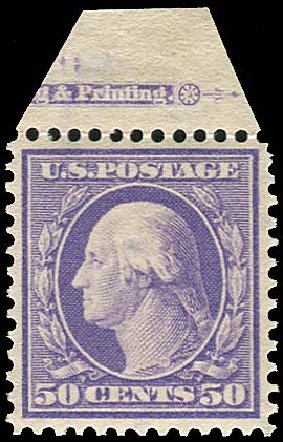 Cost of US Stamps Scott Catalog 341: 50c 1909 Washington. Regency-Superior, Jan 2015, Sale 109, Lot 1129