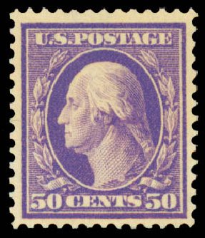 Values of US Stamps Scott Catalogue # 341 - 50c 1909 Washington. Daniel Kelleher Auctions, Sep 2013, Sale 639, Lot 3440