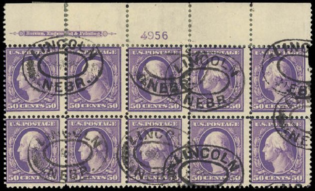 Value of US Stamp Scott Catalog # 341 - 50c 1909 Washington. Daniel Kelleher Auctions, Jan 2012, Sale 628, Lot 451
